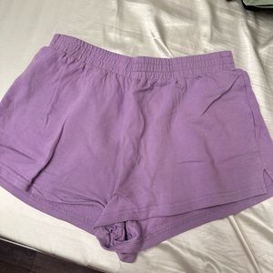 Purple slit slid track shorts